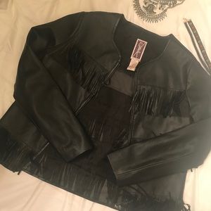 Zelda Faux Leather Fringe Jacket!